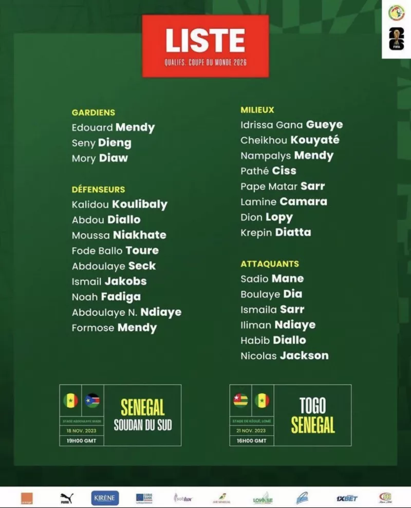 قائمة السنغال