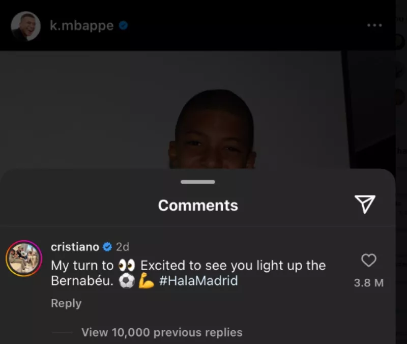 تعليق كريستيانو رونالدو على صورة مبابي