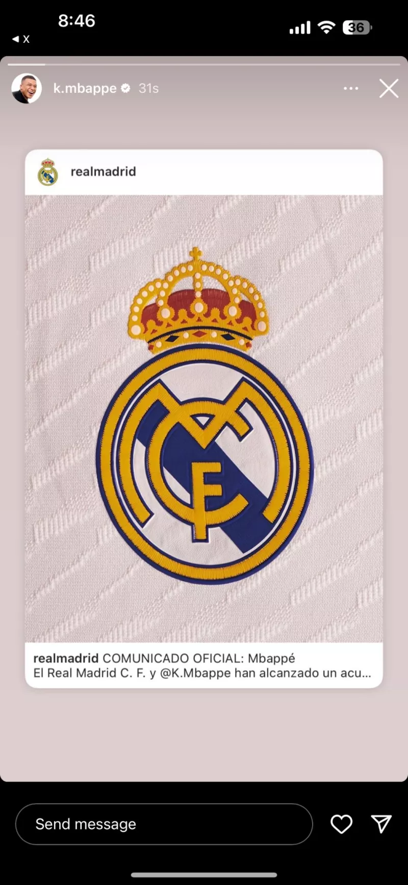 ستوري كيليان مبابي على إنستجرام