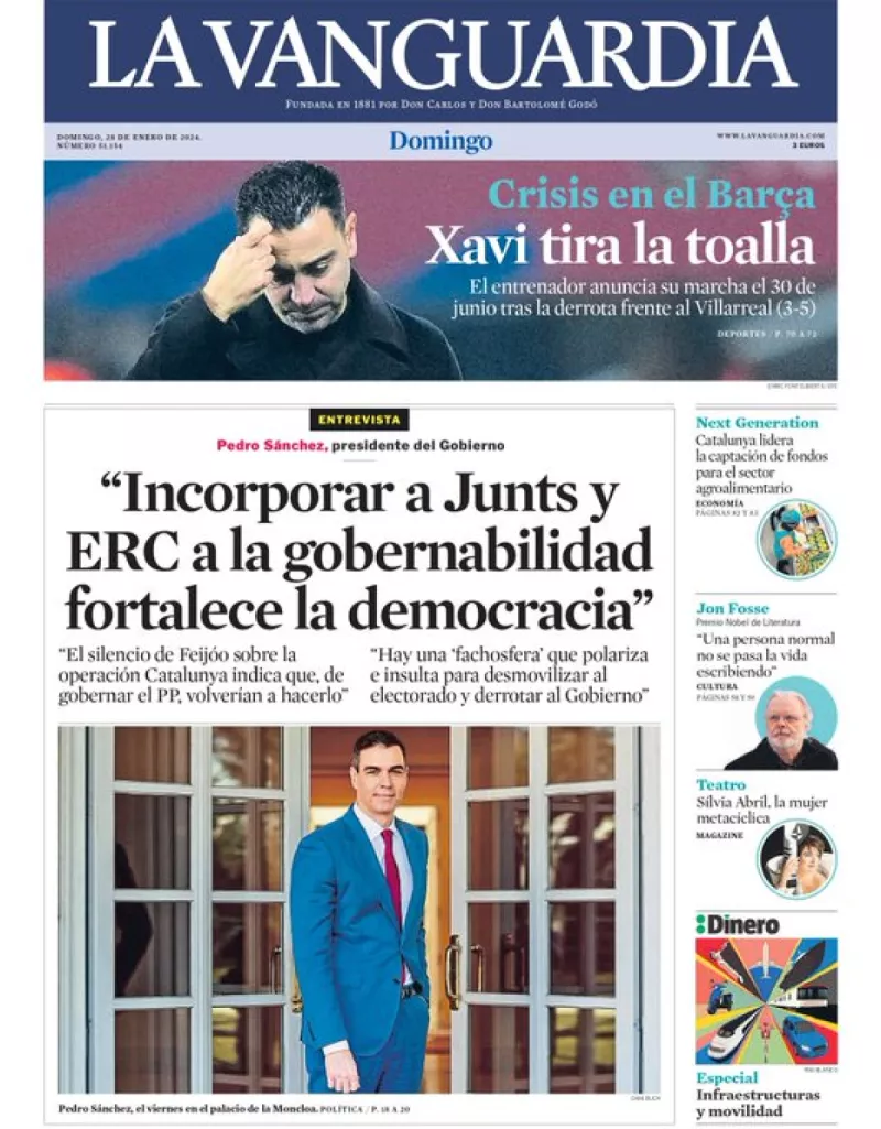 "يعلن استسلامه".. تعليق الصحف الإسبانية عقب رحيل تشافي عن برشلونة" width=