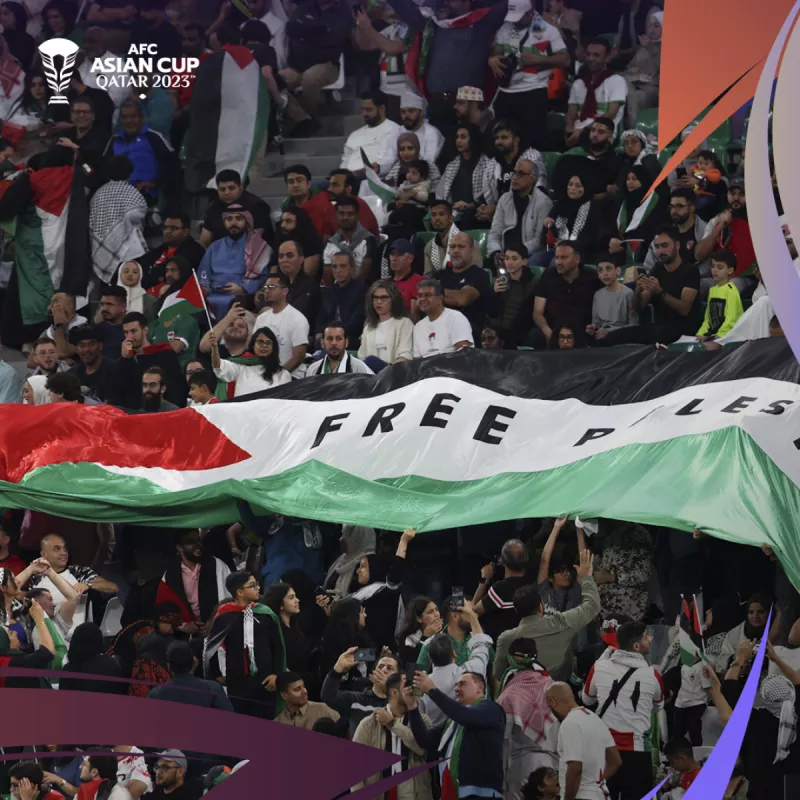 علم فلسطين في المدرجات بكأس آسيا