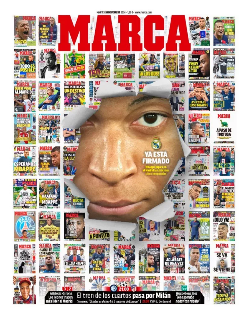 غلاف ماركا غلاف تاريخي من "ماركا" بعد توقيع مبابي مع ريال مدريد