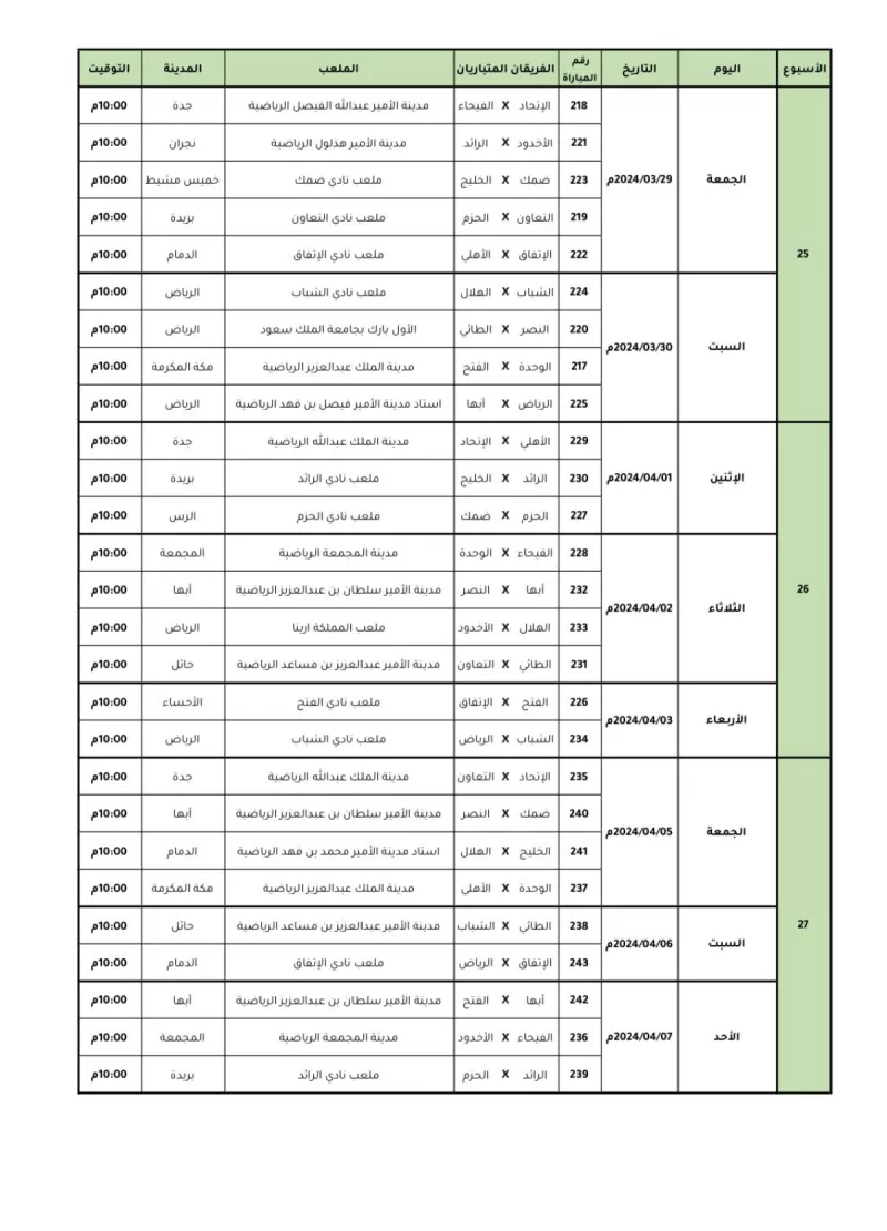 مباريات الدوري السعودي