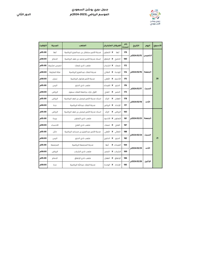 مواعيد الدوري